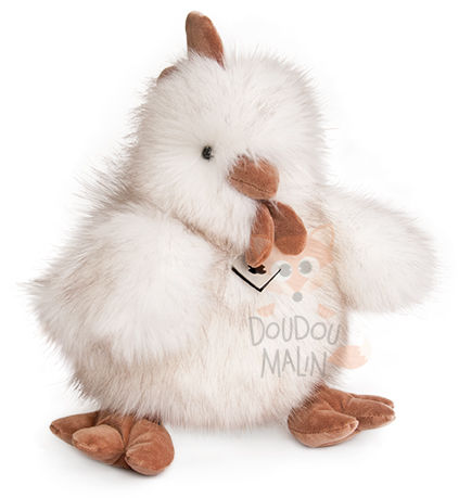  signature peluche poule panache blanc 